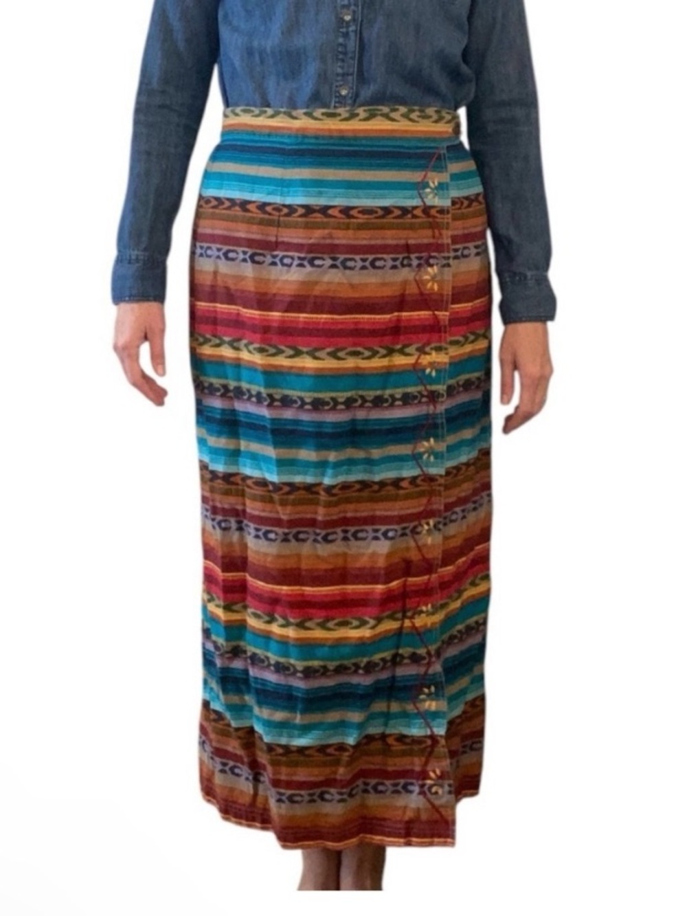 Sun River Clothing Co. Womens Vintage Southwestern Long Wrap Skirt